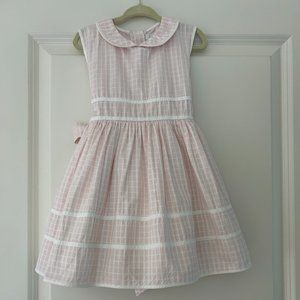 Livly Pink and White Dress With Peter Pan Collar - Size 3Y
